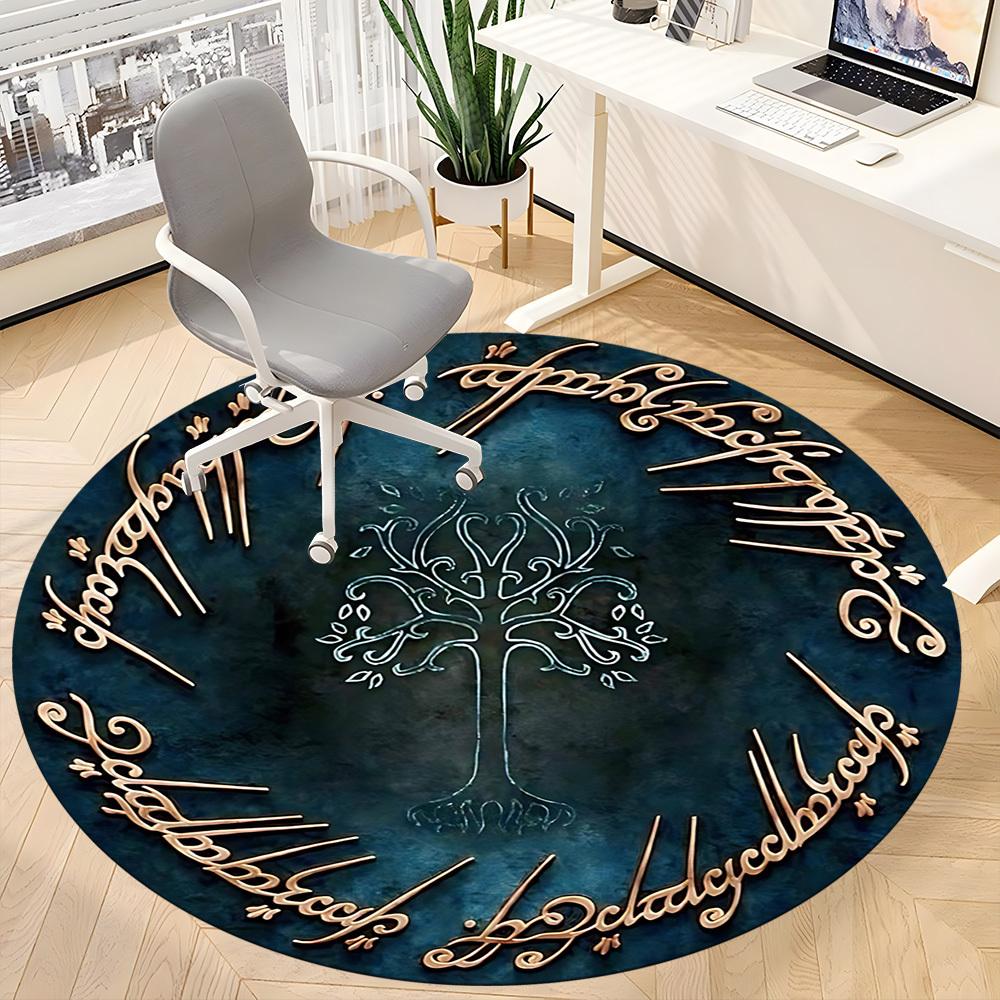 1pc Lord of the Rings Office Round Area Rug, Indoor Mat Suitable For Office, Under Office Chairs Bedroom Living Room Home Decor, Room Deco