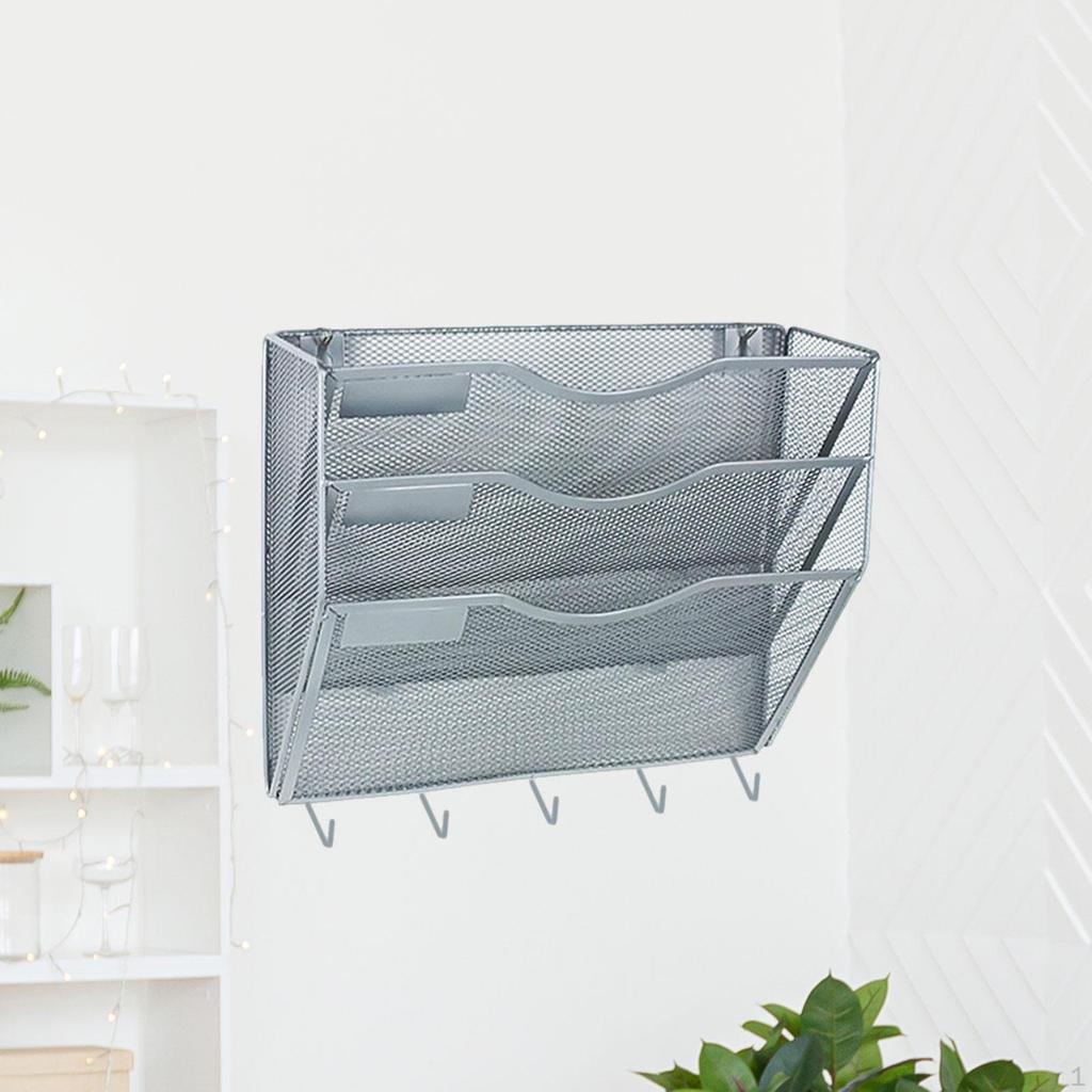 Wall File Mail Organizer Holder 3 Tier for Pamphlets Notebooks Save Space Versatile Paper