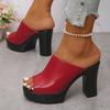 Fashion Women's Chunky High Heel Mules Fish Mouth Slip-On Platform Sandals Women Summer 2025 Fashion PU Leather Outdoor Sandalias Mujer
