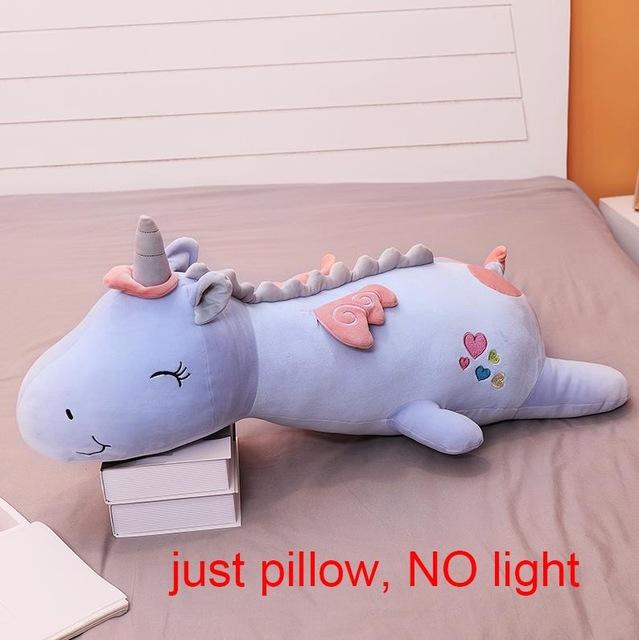 60-125cm Riesige Niedliche Leuchtende LED Licht Einhorn Plüschtiere Schönes Leuchtendes Tierkissen Stofftiere für Kinder Kinder Geschenke 60cm