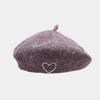 Women's Versatile and Fashionable Autumn and Winter Wool Beret with Heart Embroidery, Popular Korean Retro Style, Makes the Face
