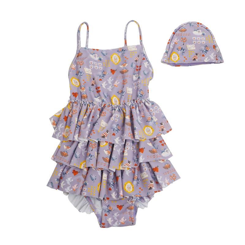 LELE JOVE Nordic Floral Lace Girl s One-Piece Swimsuit 120