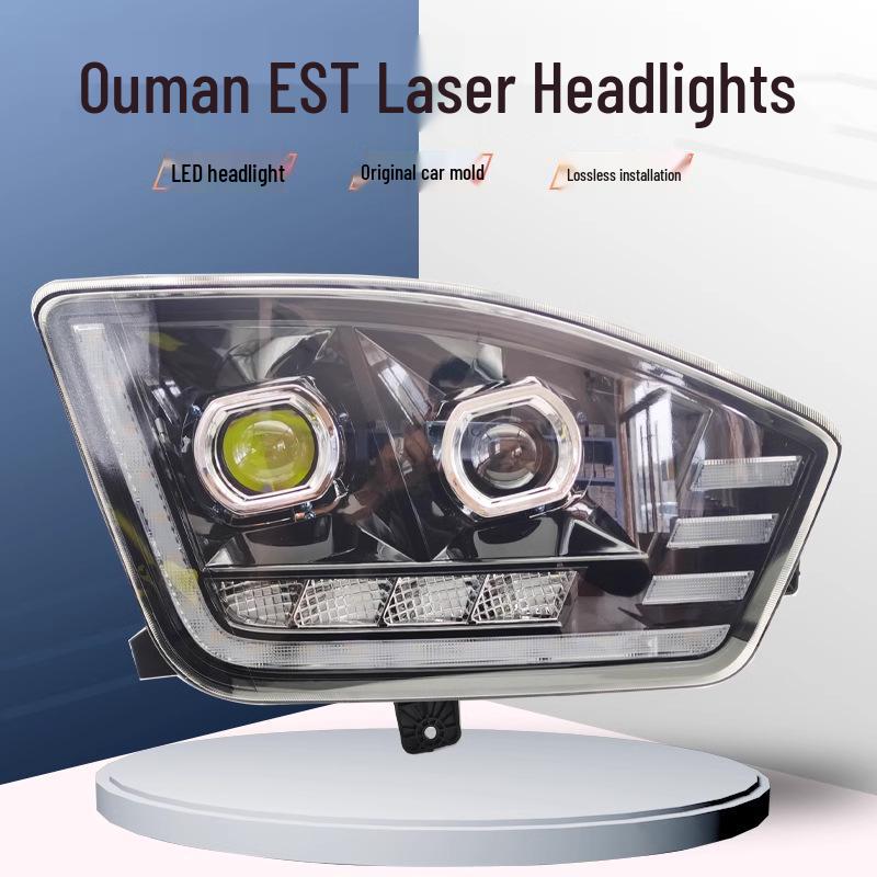Ouman EST LED Ultra-Bright Front Headlight Assembly: Dual-Lens with Flowing Turn Signal for H5 Modification Dual-Lens LED Headlight Left Side