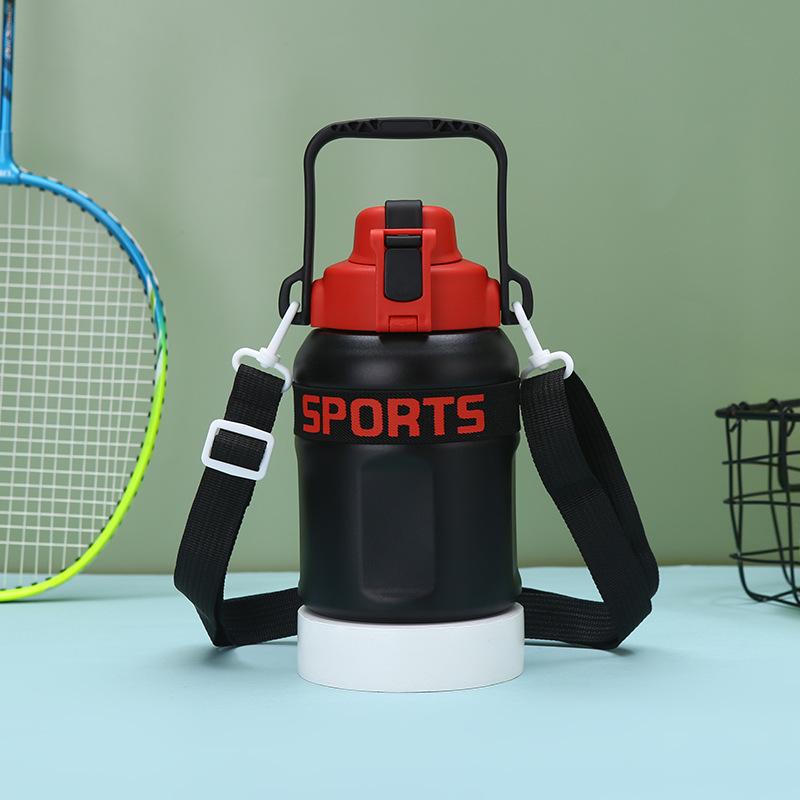 

Большая емкость, модный спортивный чайник для отдыха на открытом воздухе, термос из нержавеющей стали, портативная пружинная крышка, двойная питьевая чашка 900ml