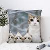 Winter Meowl Cat Family Pillow Case Graphic Pillow Cover For Sofa Home Decor Vintage Pillowcases