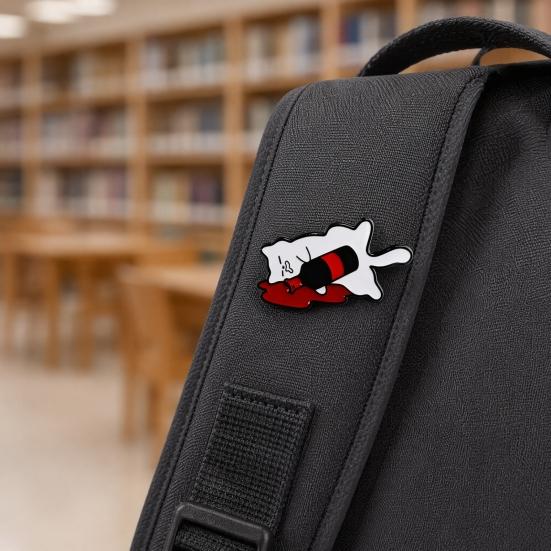 Outfit Brooch for Men & Women, Cartoon Kitten Drinking Wine Enamel Pin, Decorative Accessory for Jackets Bags Hats