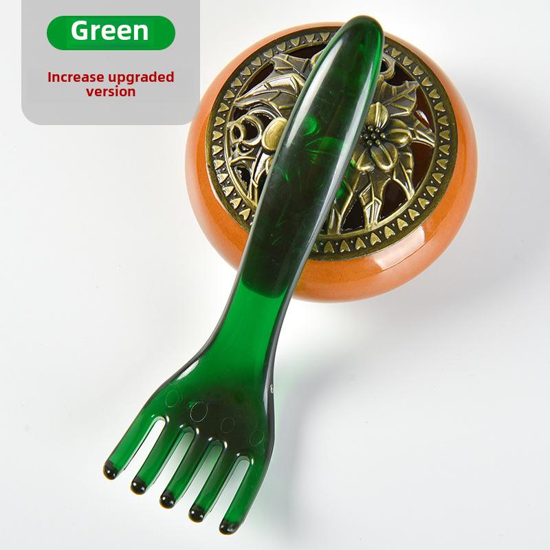 One Piece Gold Sandalwood Five-Tooth Massage Comb for Head and Meridian Stimulation.