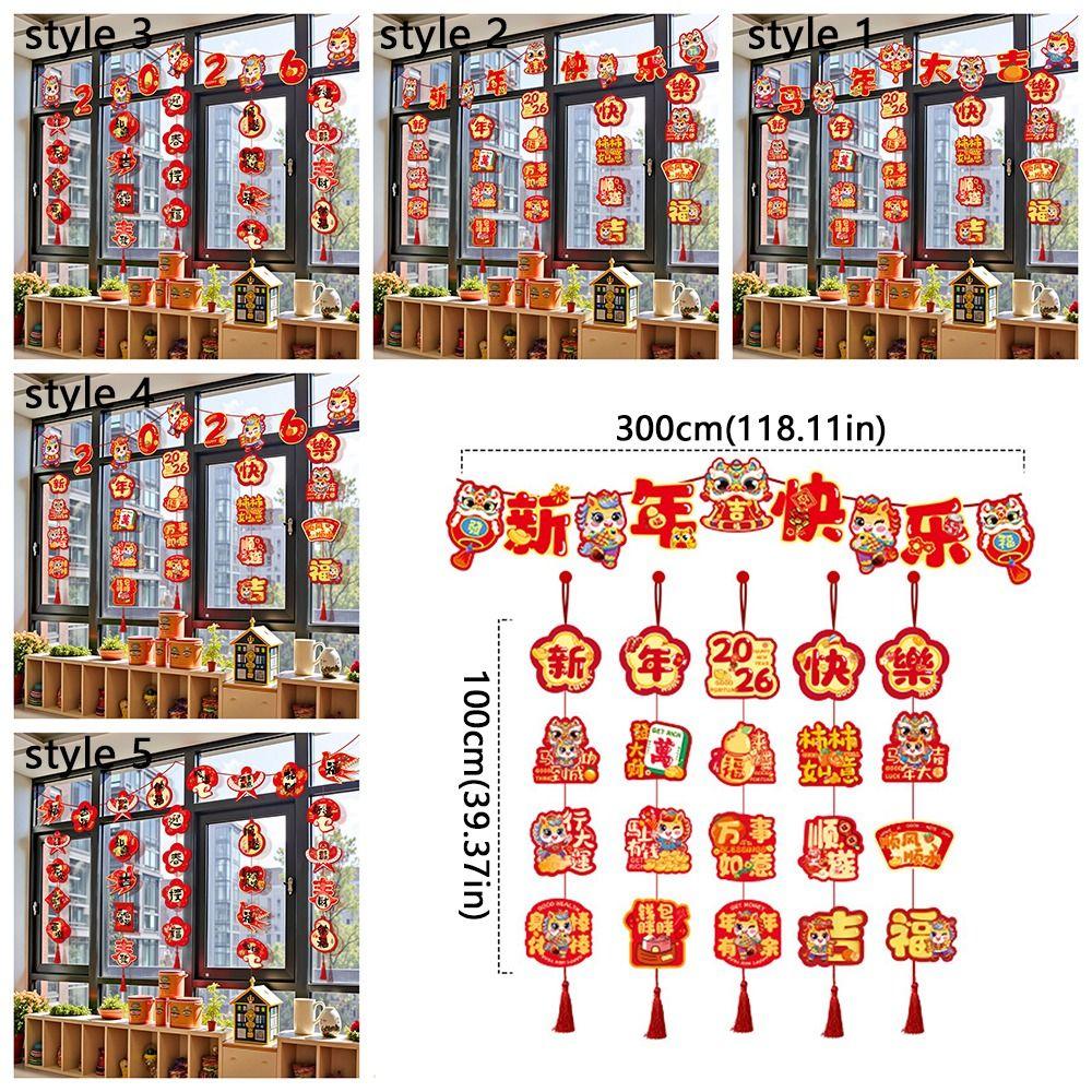 2026 Horse Year New Year Hanging Pendants Traditional Lucky Hanging Flag  Door Hanging