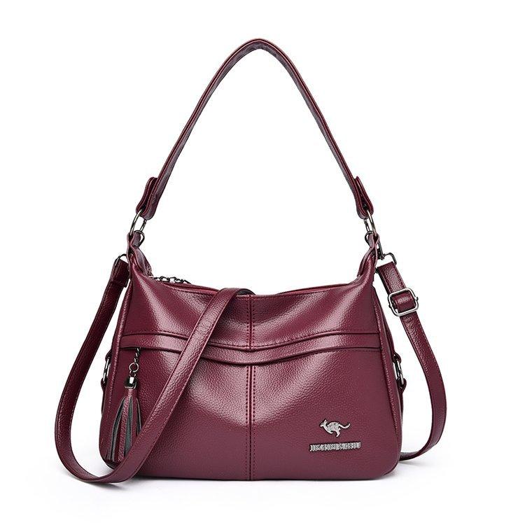 

Женская сумка-тоут из мягкой кожи большой вместимости для поездок на работу красный