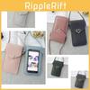 Versatile Womens Pu Heart-shaped Decor Transparent Touch-screen Mobile Phone Shoulder Bag