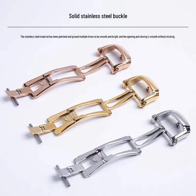 Boucle Papillon Patek 3 en Acier Inoxydable Compatible pour Bracelets Cuir/Caoutchouc Nautilus - Fermoir Déployant à Ardillon Accessoire