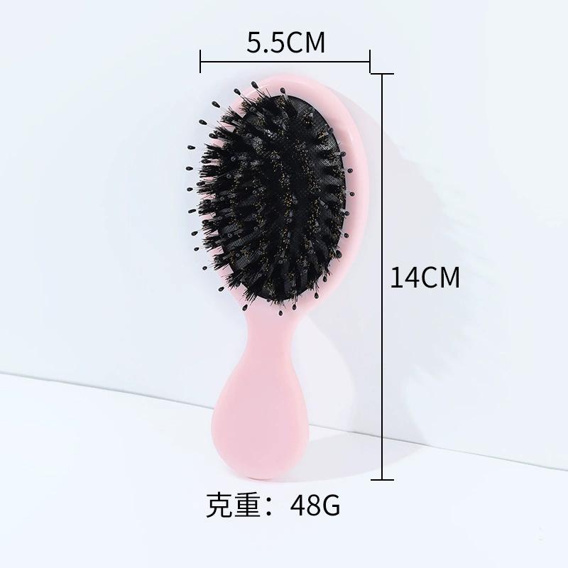 UUYP Customized Logo Mini Ionic Paddle Hair Detangle Brush with Cotton Bag Case Packaging Bulk Boar Bristle Model T002