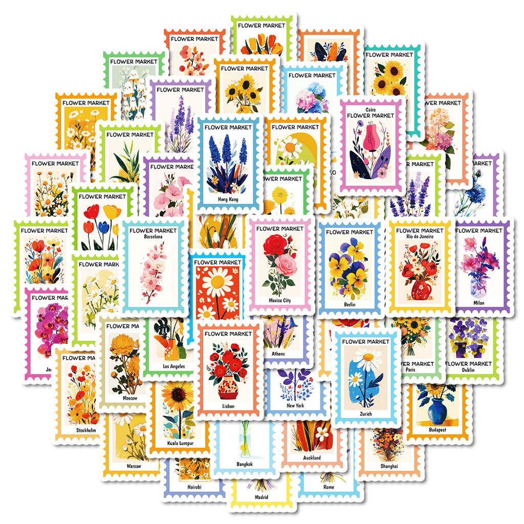 50 Kreative Pflanzenstempel Serie Sonnenblume Rose Tulpe Blumenstempel Doodle Dekorative Aufkleber