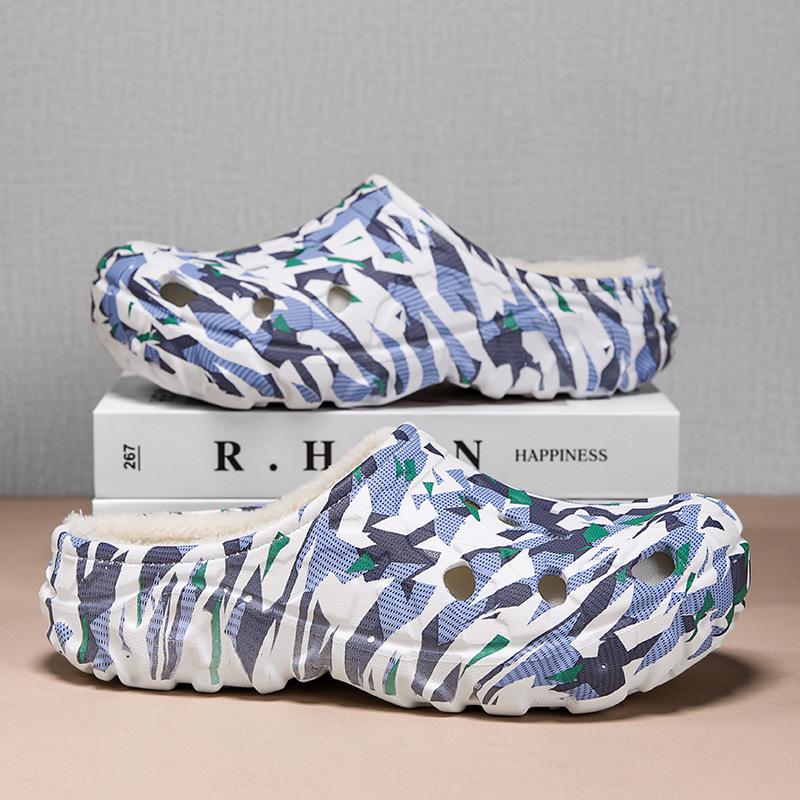 2025 Winter Cotton Closed-Toe Velvet Warm Garden Slippers: Unisex Indoor Half Slippers