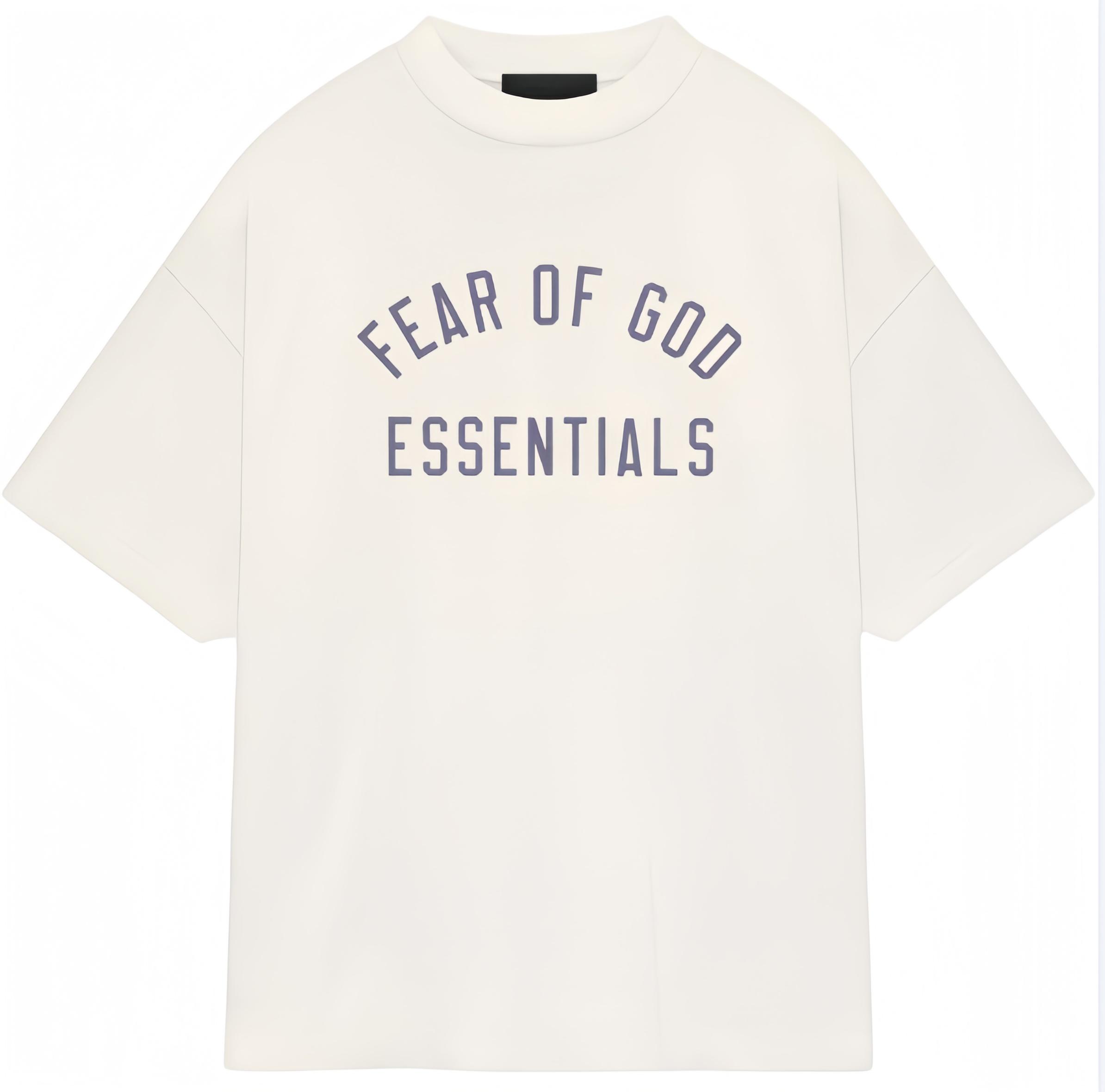 

Fear of God Essentials Мужская Тяжелая Американская Футболка с Коротким Рукавом - Пуловер с Круглым Вырезом и Шнурком с Принтом Букв