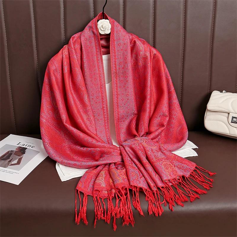 

Women Paisley Scarf Cashmere Feeling Pashmina Shawls Tassel Hijab Head Wraps Femme Winter Scarves Foulard Bufanda