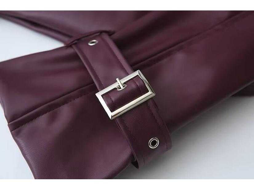 Evropská a americká dámská móda 2024 Retro kožená motocyklová bunda kabát - Podzim/Zima Nové přírůstky (B295)