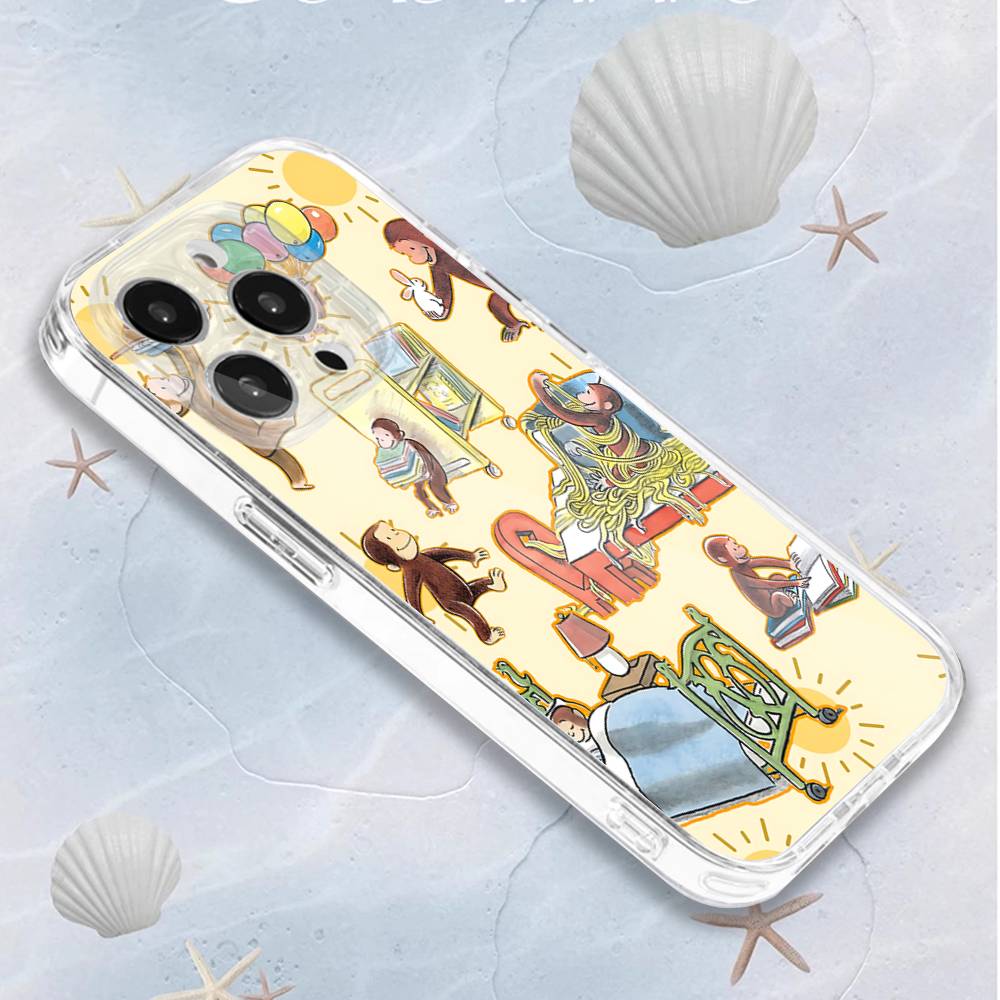 Mokey C-Curious G-George Phone Case For iPhone 16,15,14,13,12,11 Pro,Max,Plus,X,XS,XR,SE4,E Mini Transparent Soft Cover