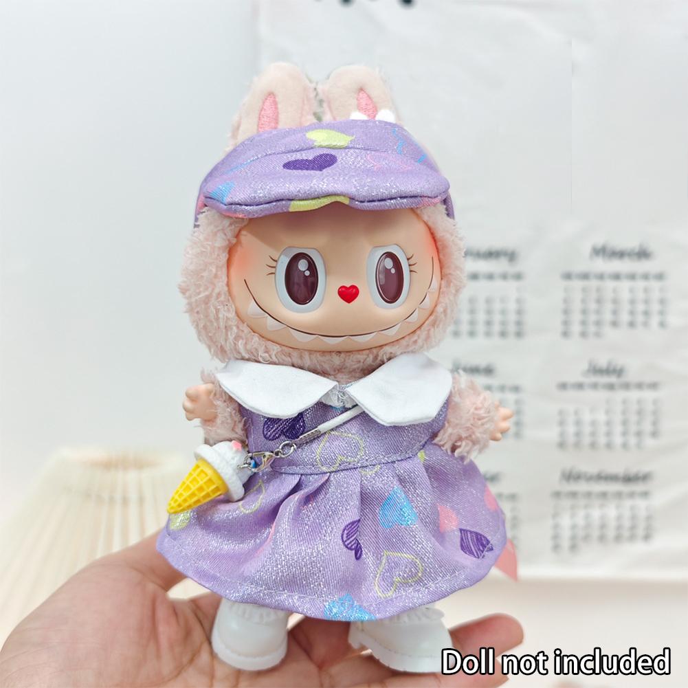 Miniature Colorful Heart Dress Set for 17cm Labubu Dolls Cute DIY Doll Clothes Fashion Accessories Lovely Outfit Gifts for Girls Friends