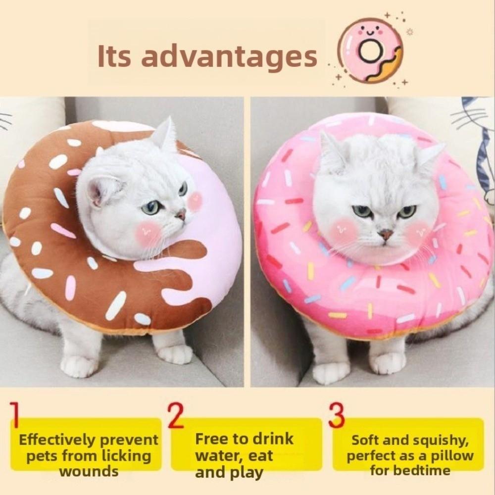 Adjustable Kitten Recovery Cones Cartoon Donut Neck Collars New Cat Cone Collar  Pet Supplies