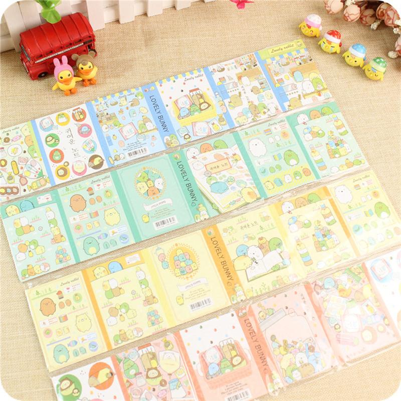 1pcs Cute Cartoon Memo Pad Lovely Bunny 6 Fold Self Adhesive Sticky Notes Diary Planner Stickers Office School