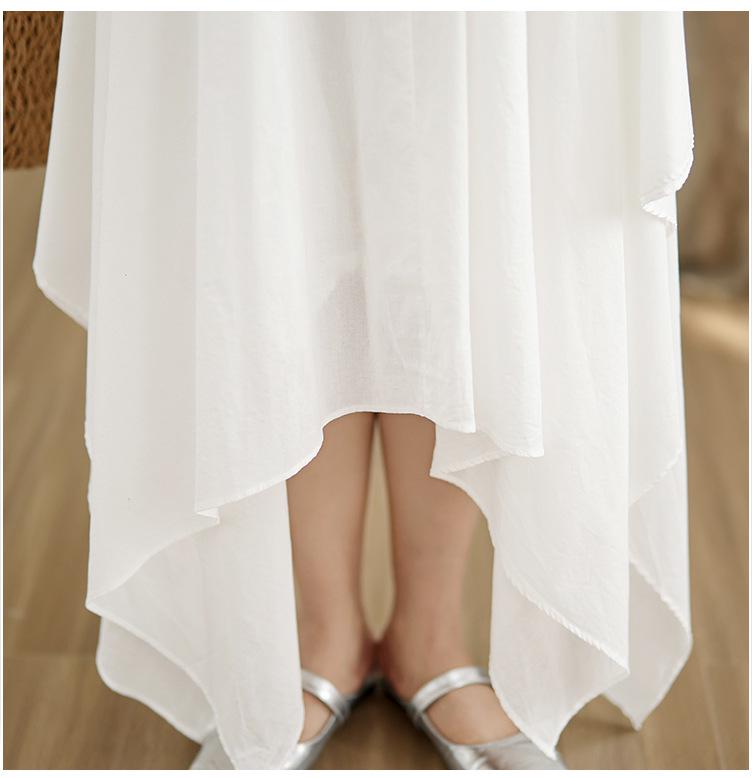 Summer Literary Loose Spaghetti Strap Tank Dress with Irregular Hem