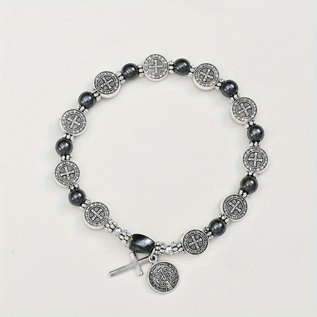 1pcs Long Pearl Necklace Gothic Street Hip Style Charm Bracelet with Black & Alloy Diy Accessory Unique Beaded Handmade Studded Hoops