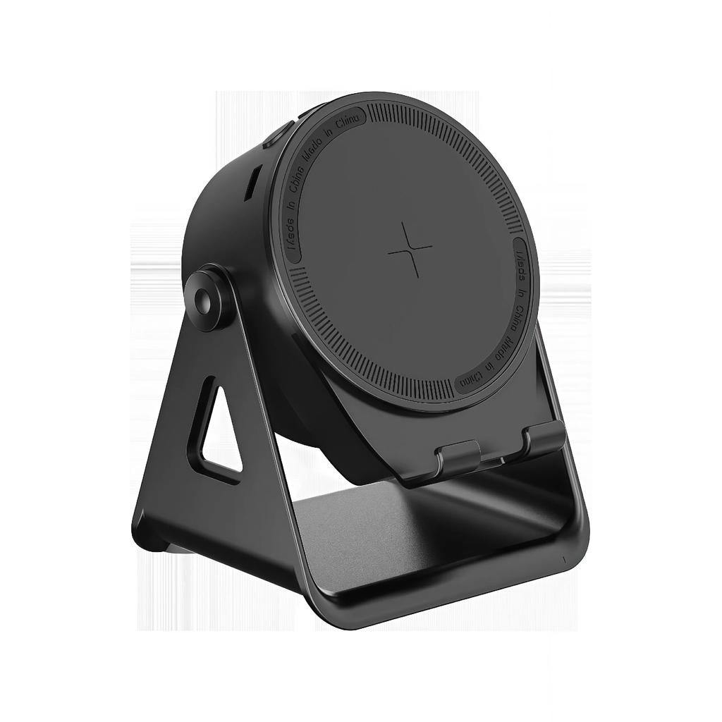 New Multi-functional Wireless Charging Inductive Speaker with Rotating Phone Stand and Bluetooth Speaker