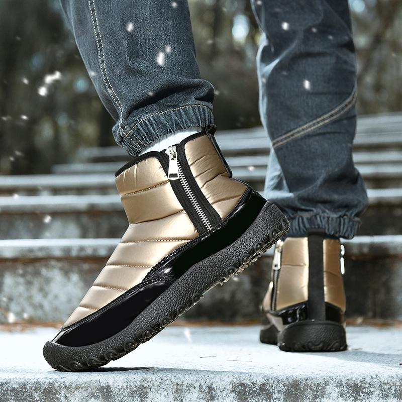 Herren Schneestiefel Winter Warm Arbeits-Wüstenstiefel mit Fell High Top Outdoor Wanderschuhe Übergröße Wasserdicht