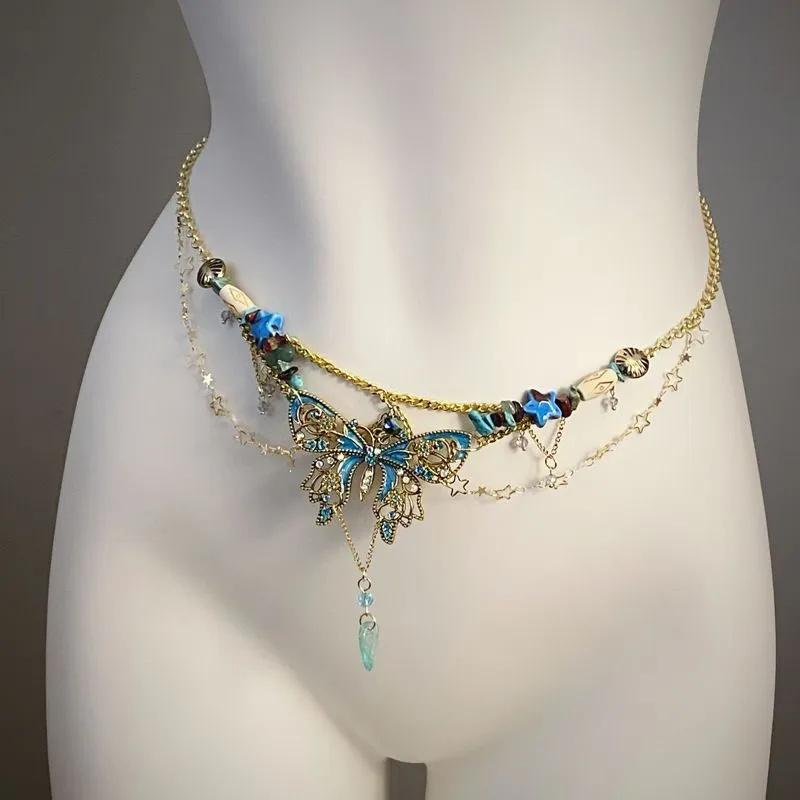 Women s Western Concho Belt Dress Belts Body Chains One size синий