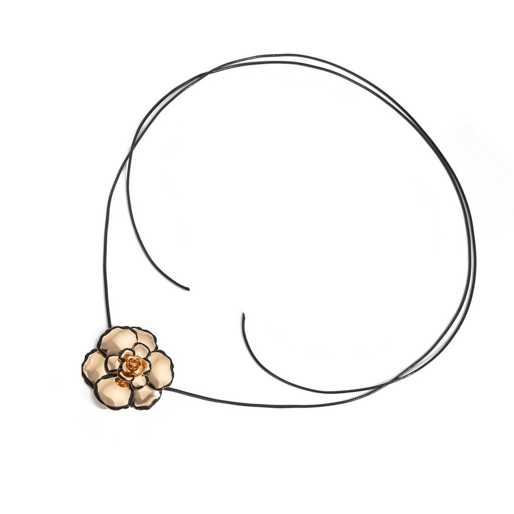 Vintage Gold Geometric Floral Statement Earrings/Necklace Exaggerated 3D Flower Jewelry Accessories Gift For Women