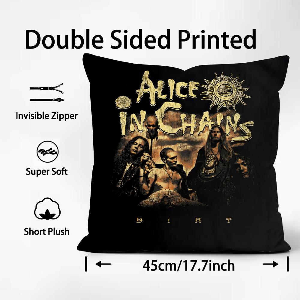 A-Alice In C-Chains Band Cushion Cover Plush Fabric Soft Double-Sided Printed Sofa Warm Winter Home Child Gift Pillow Case