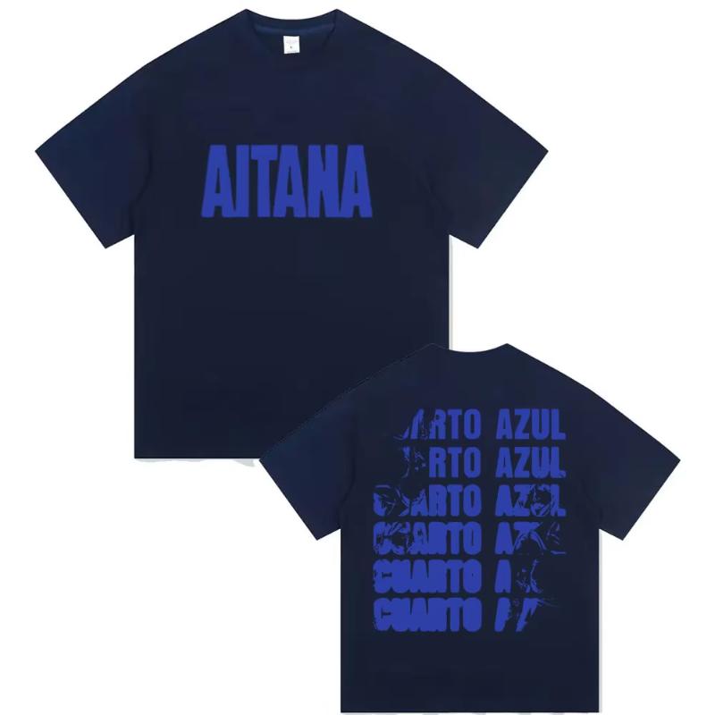 Zangeres Aitana Cuarto Azul Tour 2025 Print T-shirt Unisex Dames Hip Hop Fans Kleding Korte Mouw T-shirts Tops Puur Katoen T-shirt