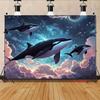 2D Whales Swimming in Space Galaxy Backdrop Cloth for Space Theme Party