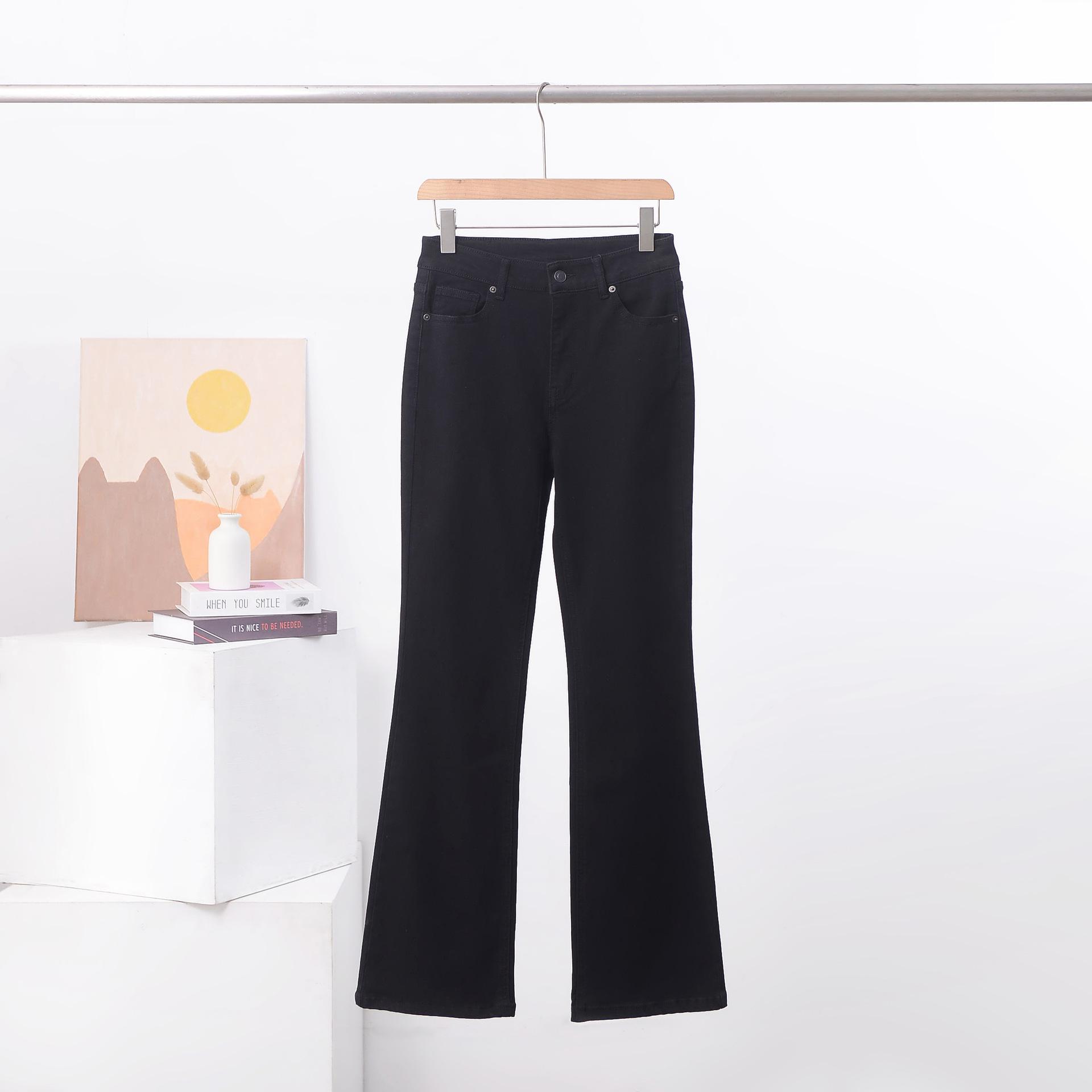 MO New High-Waisted Black Micro-Flare Slimming Jeans for Women 29