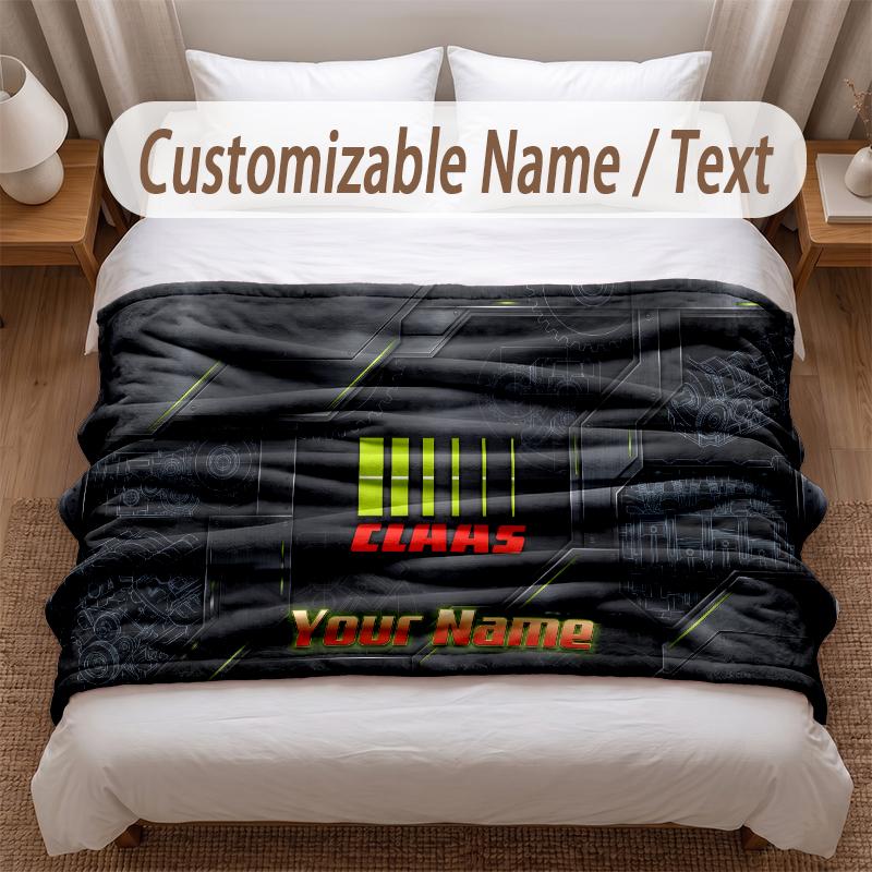 CLAAS Printed Flannel Blanket Custom Name Text Soft Warm Throw For Bedroom Holiday Gift
