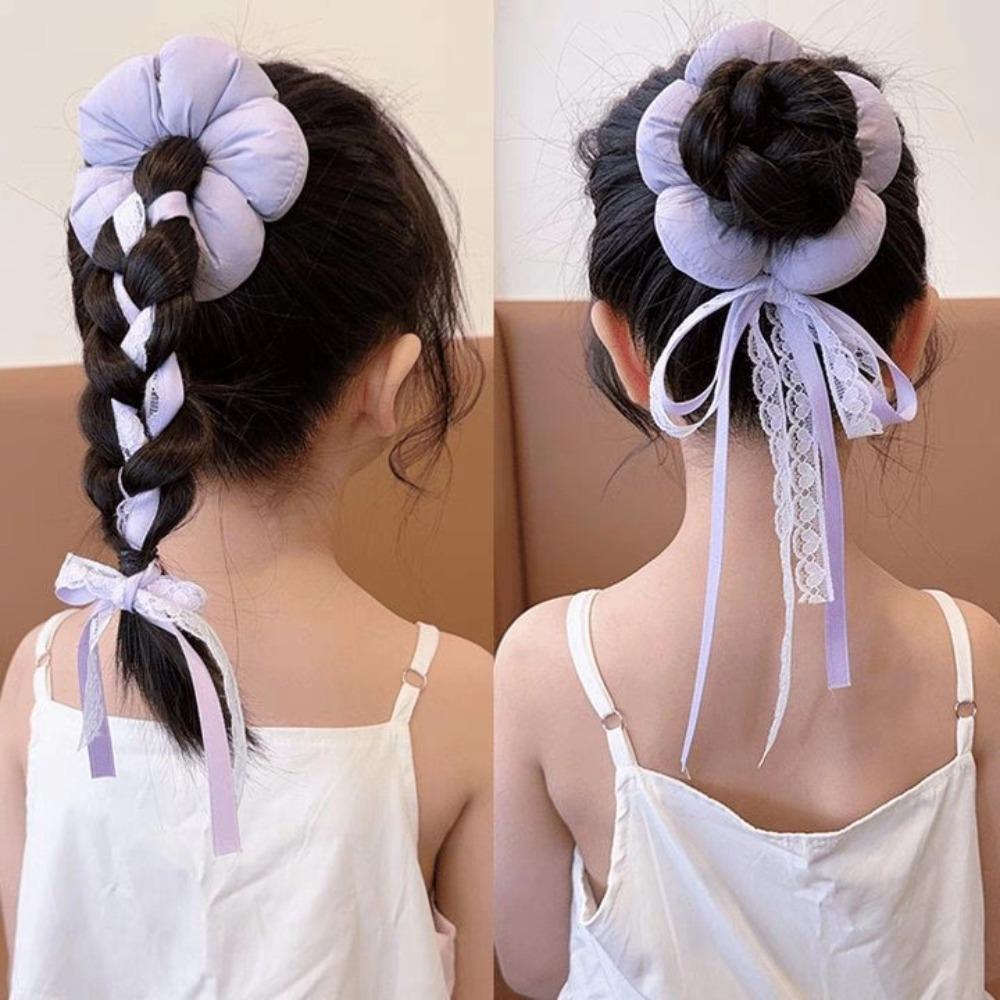 Cotton Filled Children's Flower Scrunchies Exaggerated Braid Hair Ring  Ladies