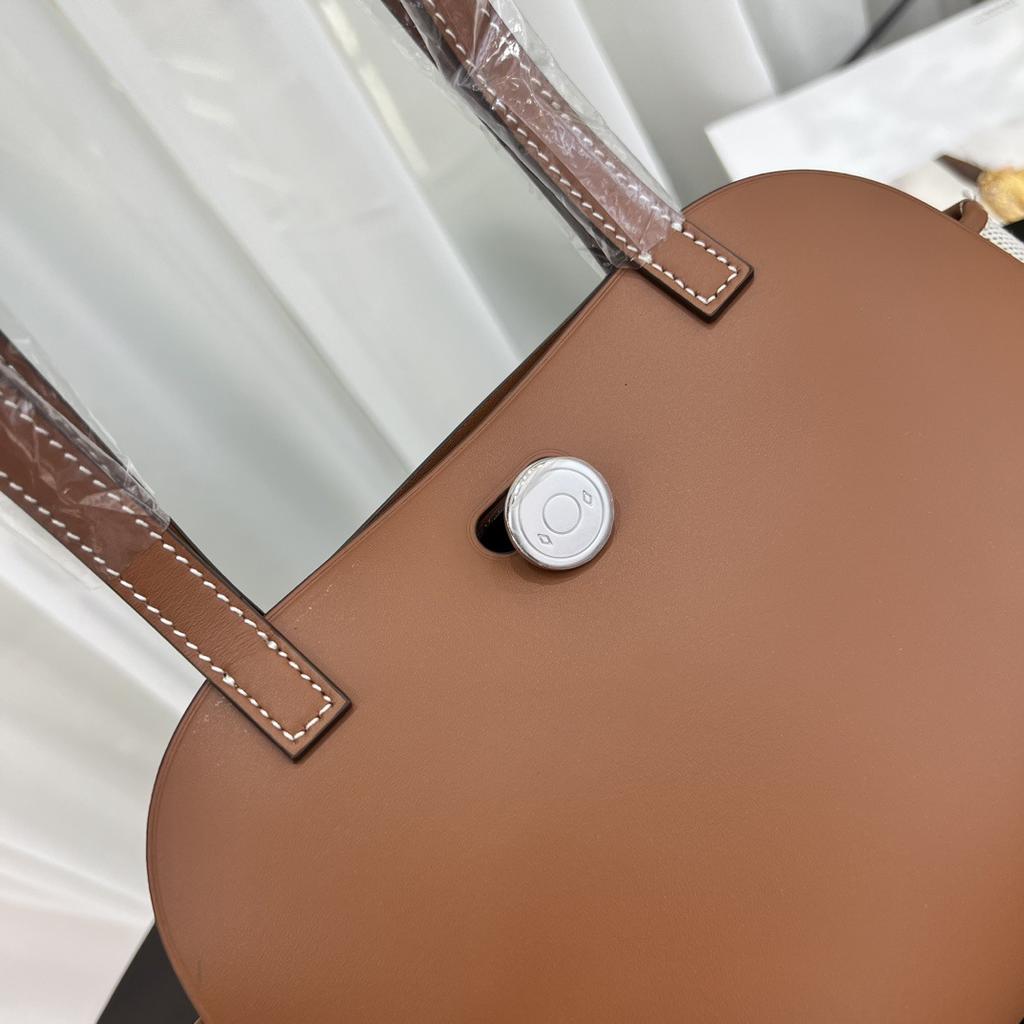 New First-layer Cowhide Splicing Canvas Tote Bag Shell Bag Retro Underarm Bag Shoulder Handbag Women