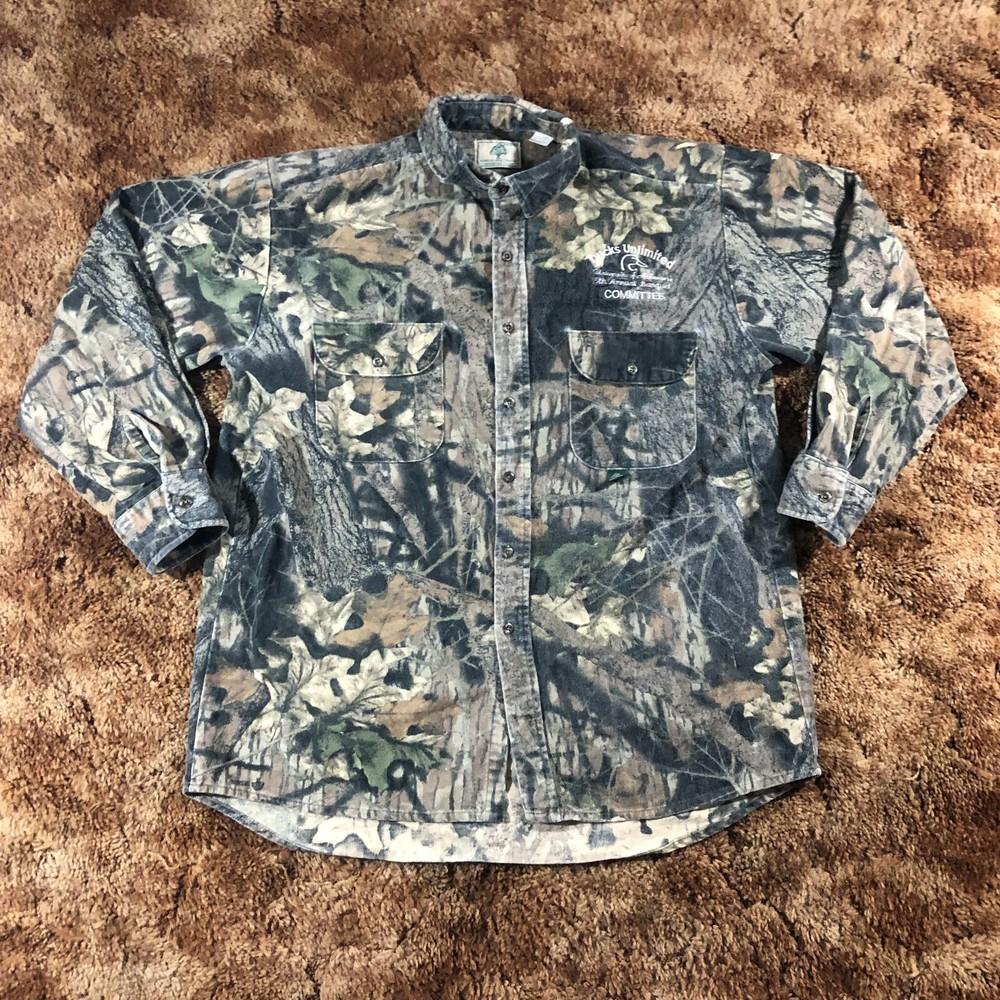 VINTAGE Mossy Oak Shirt Men Sz XL Camo Ducks Unlimited Branch Heavy Made in USA Unisex T-Shirt S