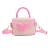 Color Heart Blocking Shaped Buckle Leather Children Shoulder Bag For Daily Use