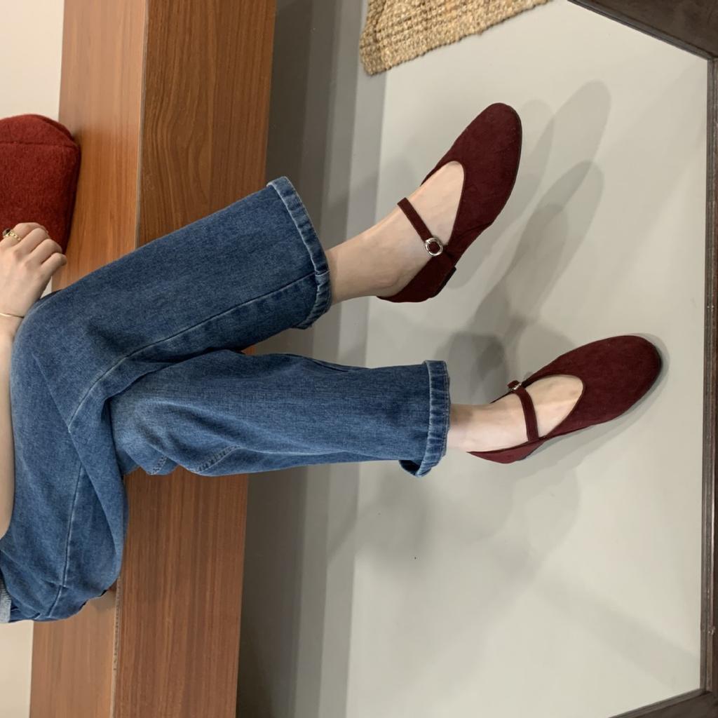 2025 new round head with shallow mouth soft bottom suede flat bottom Doudou pregnant women's single shoes