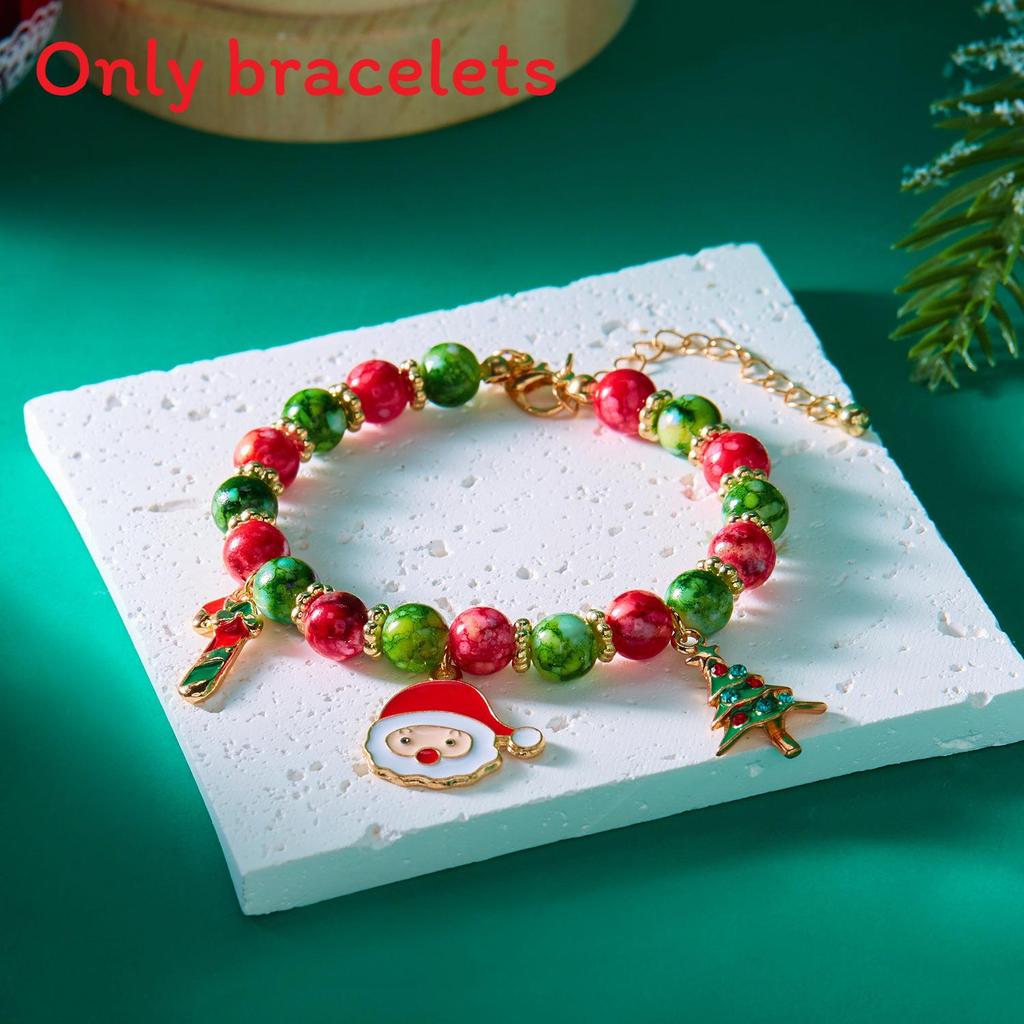 Christmas Themed Beaded Bracelets For Women With Santa And Snowflake Charms Summer