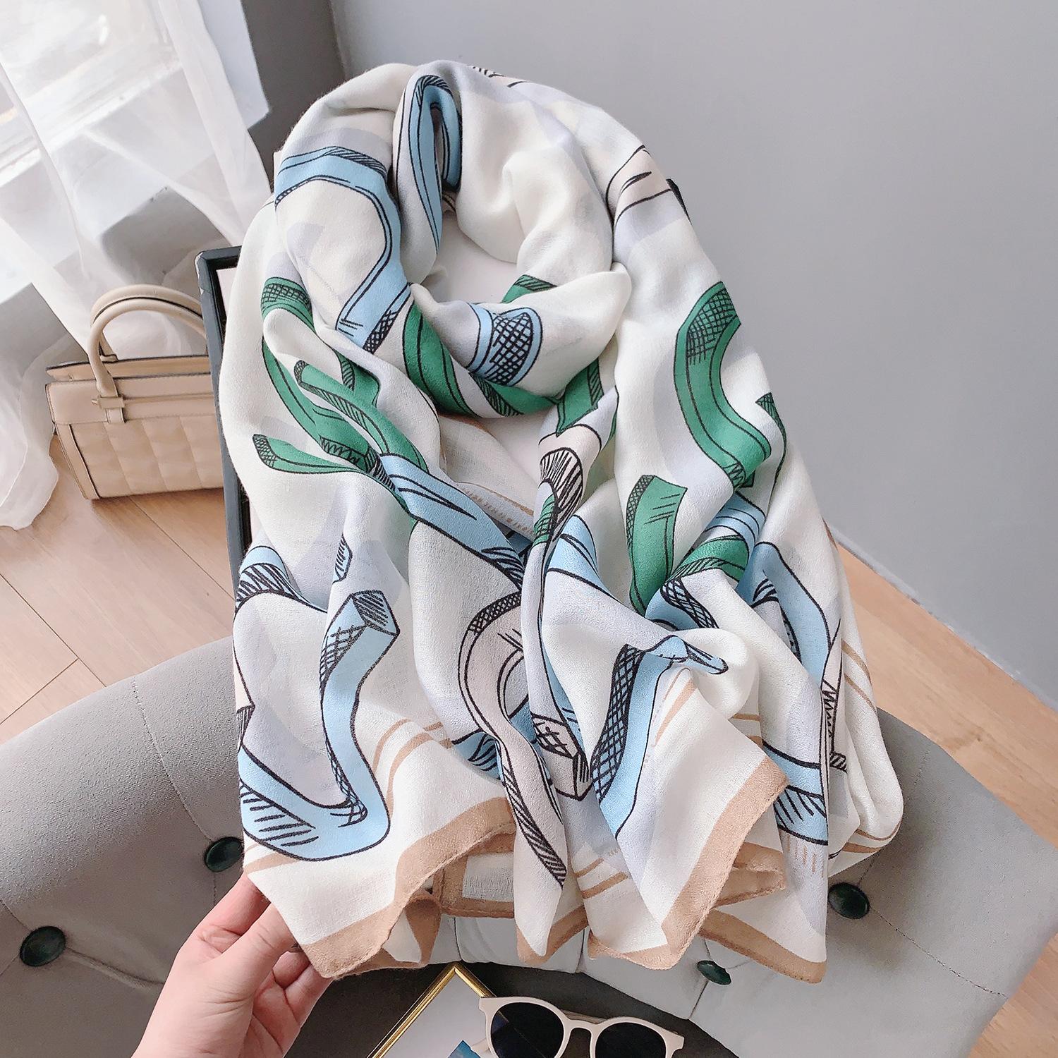 

2024 Four Seasons Универсальный тонкий хлопок и пенька солнцезащитный шелковый шарф шаль двойного назначения внешний кондиционер защита шеи в помещении 180*85cm