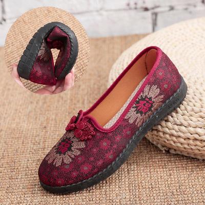 Customized Spring and Autumn New Women's Shoes Ethnic Chinese Knot Mother Shoes Retro Old Beijing Cloth Shoes Large Size 42