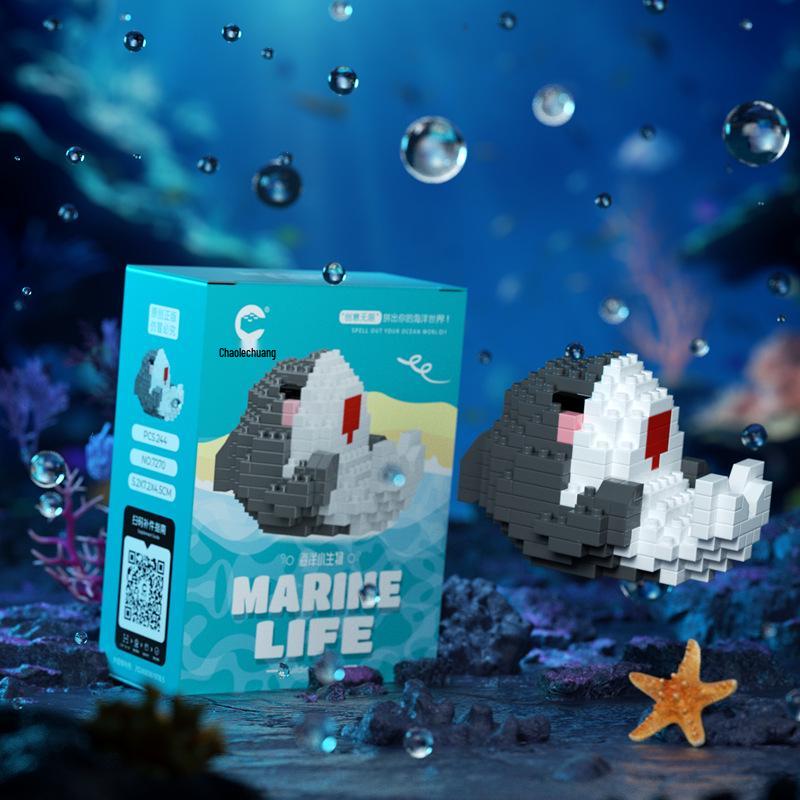 Cartoon Ocean Park Shark Micro Building Blocks Toy Compatible with Lego