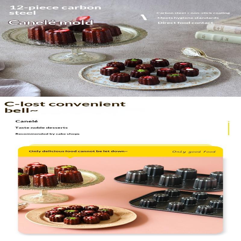 Stampi per Canelé in Acciaio al Carbonio per Uso Domestico Antiaderenti Monoporzione Stampo per Muffin Stampini per Cupcake Resistenti al Calore Dolci Francesi