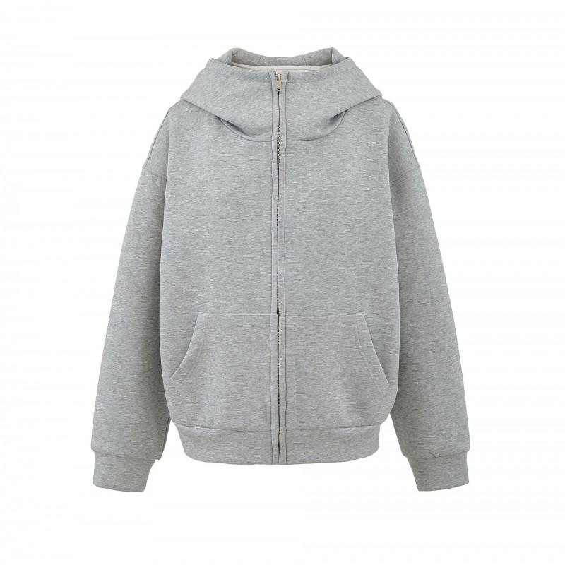 Womens Oversized Hooded Zip Sweatshirt High Weight Casual Streetwear Fall 2025