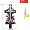 2D Flat Acrylic Lily Cross Memorial Garden Desktop Decorative Sign, Weather-Resistant Floral Grave Marker, Suitable for Wall Decoration, Porch, Room,