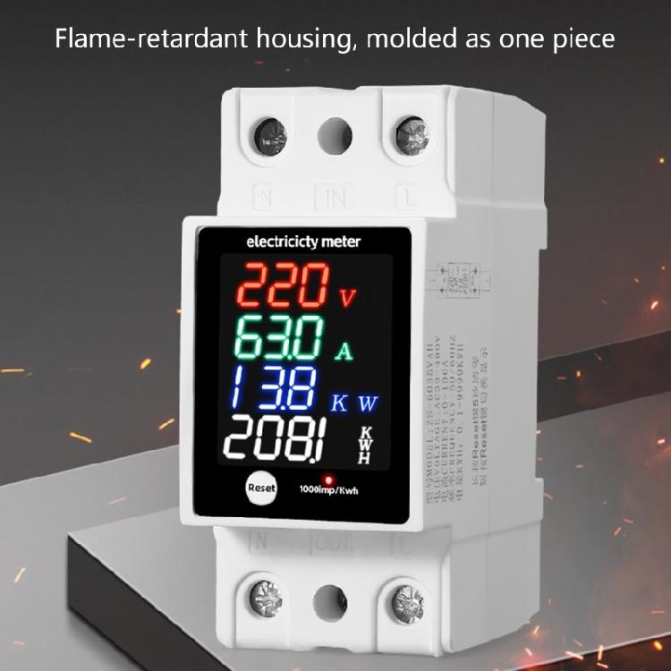 High Accuracy Electrical Parameters Meter Electric Current Power Monitors DIN Rail Mount Flame Retardant Case LED Display