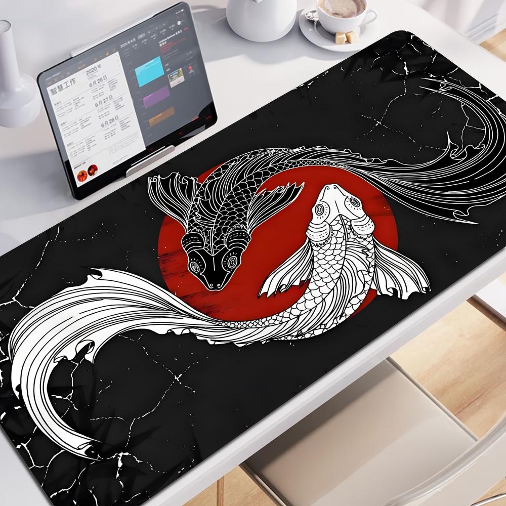 Large Tai Chi Fish Mousepad Gamer XXL Gaming Mouse Pad Rubber Waterproof Big Laptop Notebook Desk Mat Game Neutral Mouse Mat